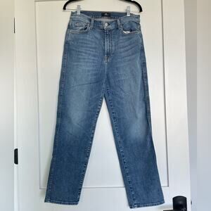 7 For All ManKind High Waisted Cropped Straight Leg Jeans Size 30